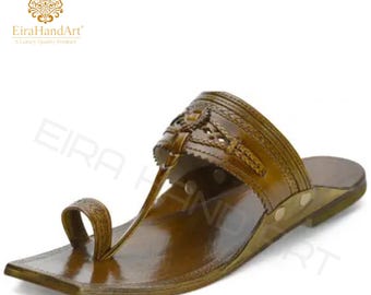 Handmade Leather Kolhapuri Chappal Sandals | Ethnic Boho Style Slippers