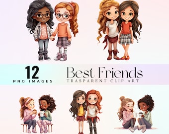Cartoon Freunde PNG Clipart, Spielerische Illustration (digitaler Download)