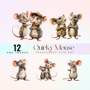 Quirky Mouse clip art, tiny mouse cartoon illustration PNG, Eccentric mice graphic art, funny  mice artwork clip art, cute mouse character