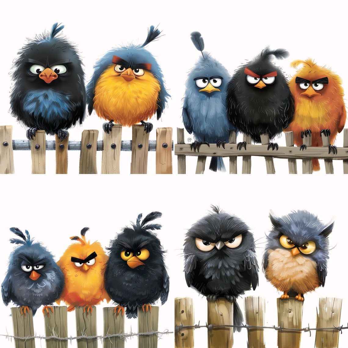 Watercolor Grumpy Birds Clip Art: Funny Avian PNG (digital Download) - Etsy