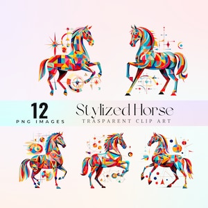 Image clipart cheval stylisé, illustration PNG de cheval géométrique mignon à l'aquarelle, art graphique charmant poney, joli croquis équin, scrapbooking