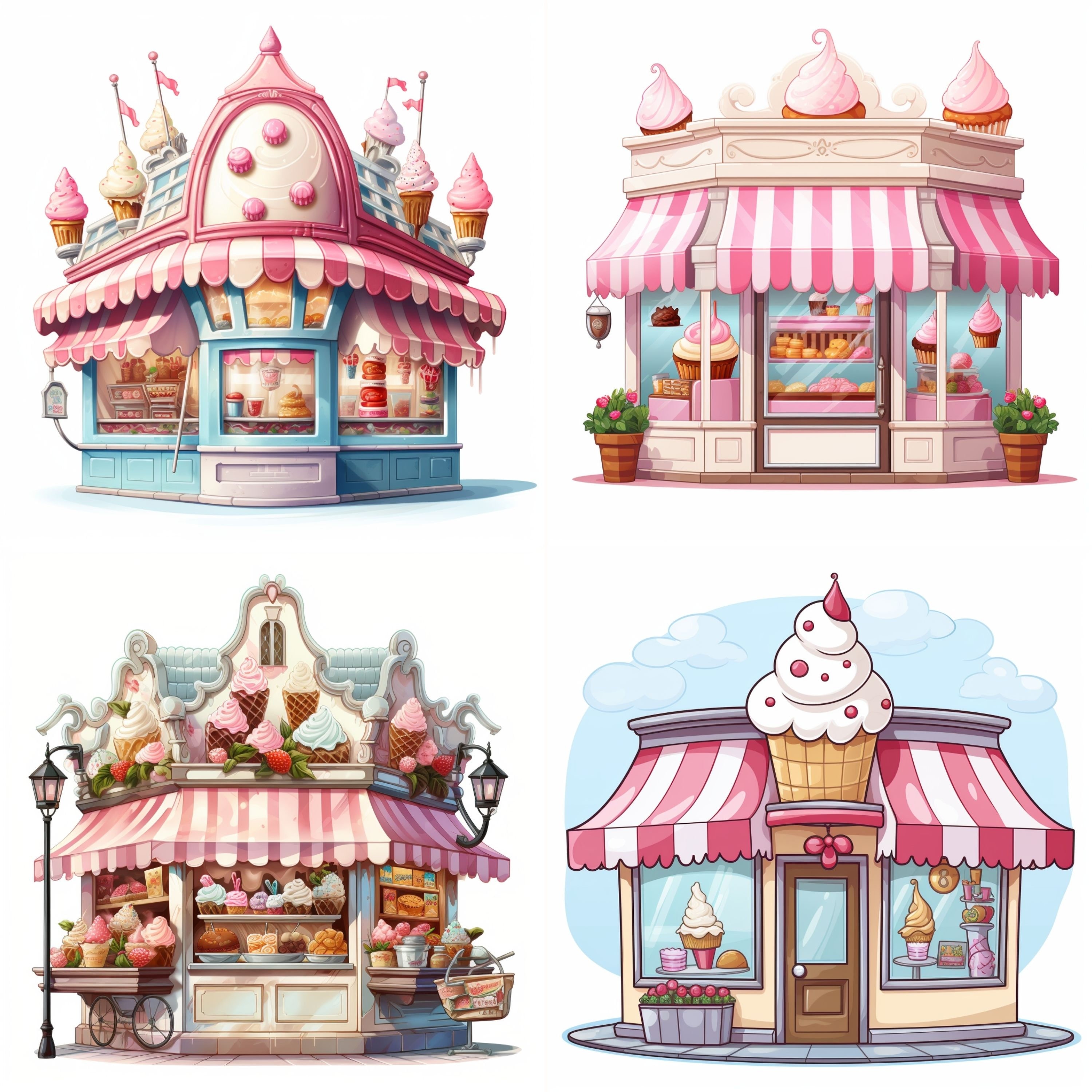 Lovely Ice Cream Shop Clip Art, Graceful Frosty Delight Draw