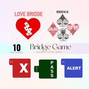 Bridge kaartspel clip art full colour ontwerp speelkaart bridgespel veelkleurige illustratie PNG afbeeldingen grafische digitale afdrukbare illustraties