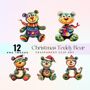 Niedliche Weihnachten Teddy Bär Clip Art, Aquarell lustige festliche kleine Bär Illustration png, Cartoon Winter Teddybär Grafik Kunst