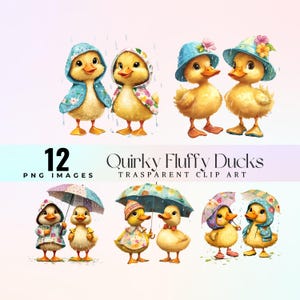 気まぐれなアヒルの子のクリップアート、雨の日の風変わりな赤ちゃんアヒルのイラストPng、漫画かわいいアヒルの子のグラフィックアート、雨の日の保育園のアート