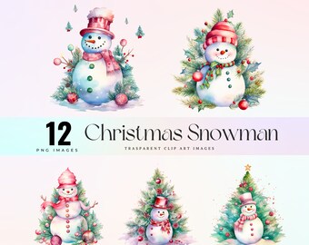 Kerstsneeuwman clip art, aquarel pastel sneeuwpop PNG decoratie, feestelijk wit winterfiguur 300 dpi, ijzige kunst