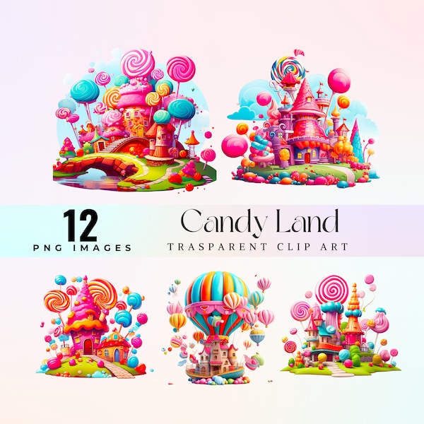 Candy Land clip art, delightful candy universe illustration PNG, sweet  lollipop world graphic art, pastel candy land artwork, gumdrop art