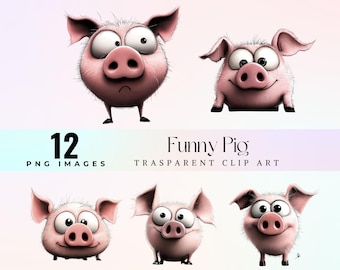 Funny Pig Clipart: Whimsical Farm Animal PNG (Digital Art)