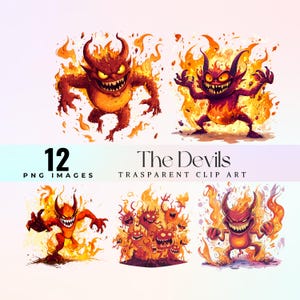 Funny Fire Devil Clipart – Cartoon Flame Demon PNG, Red Monster Illustration, Evil Mascot Art for Stickers, Halloween, red devil png