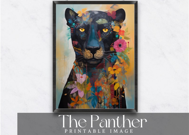 Charming Black Panther Wall Art, Hilarious Panthers Portrait Painting