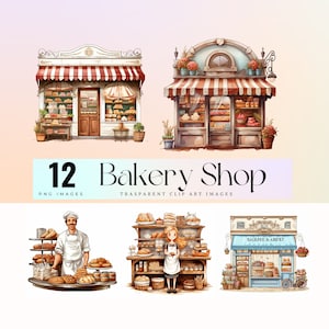 Sweet Bakery Shop Clipart, schattige broodwinkel illustratie PNG, Leuke bakkerij winkel grafische kunst, mooie gebak paradijs kunst, heerlijke desserts kunst