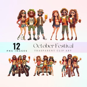 Niedliches Oktoberfest Clip Art, lustige Oktoberfest Illustration PNG, fröhliche Bierfest Grafik, brauen Fest Kunstwerk