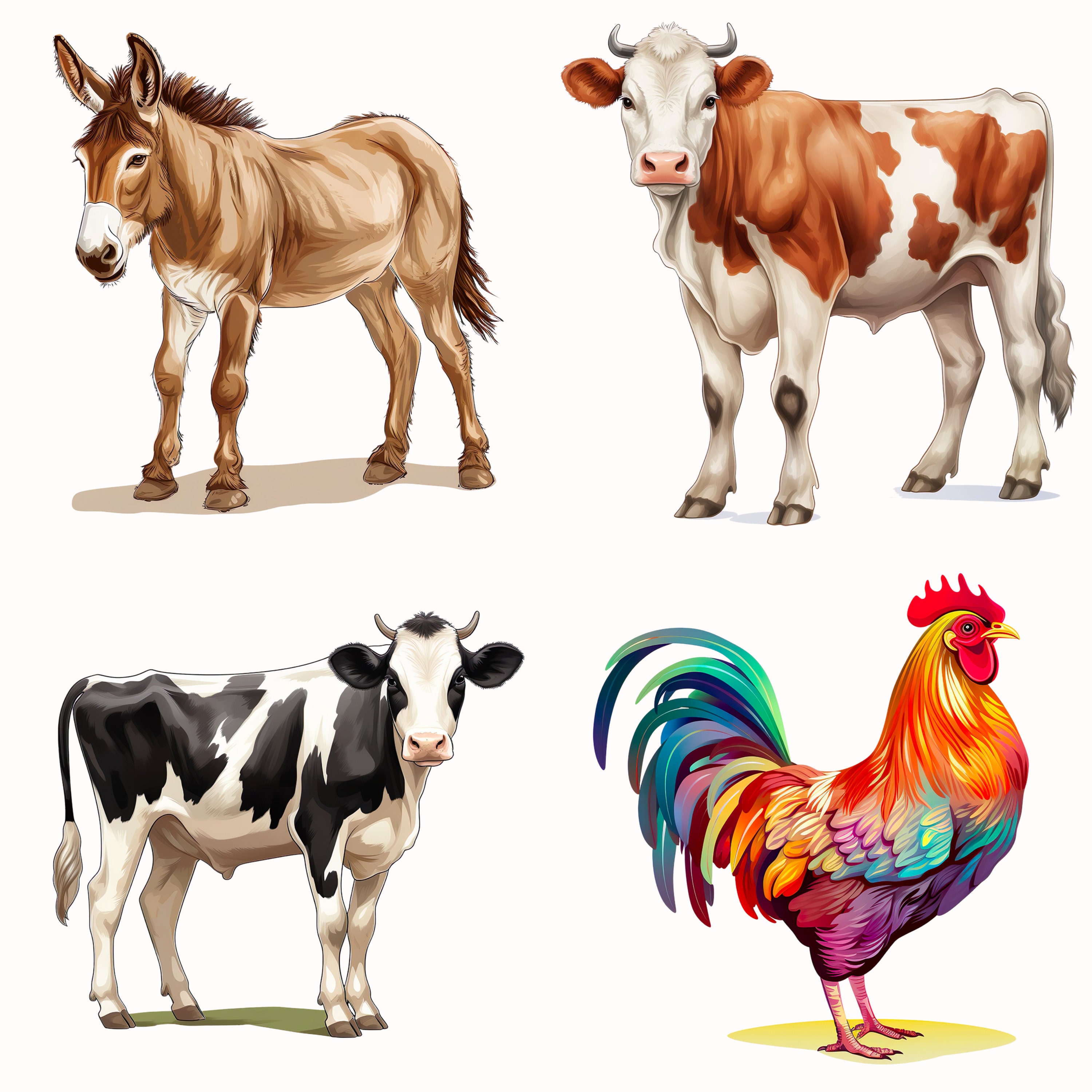 Lovely Farm Animals Clip Art, Cute Barn Animal Illustration PNG