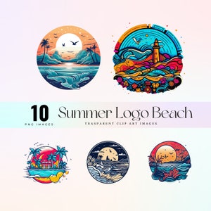 Tropical sunset beach clip art, Watercolor colorful background beach life illustration PNG, summer Ocean sea sunset morning graphic art