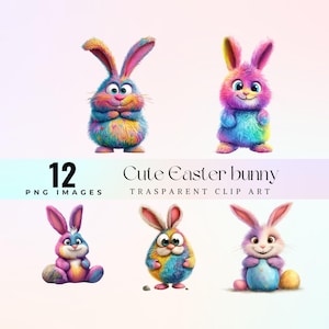 Simpatico coniglietto pasquale, illustrazione digitale di un coniglietto soffice e colorato in formato png, adorabile coniglietto primaverile in stile cartone animato, grafica