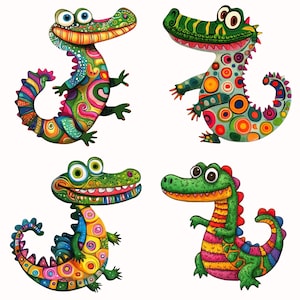 Funny Crocodile Clip Art: Colorful Gator PNG (digital Download) - Etsy
