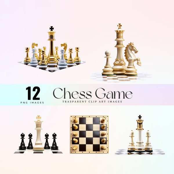 Traditional Chess game clip art, watercolor White and Black Chess pawns illustration PNG, beauty chess board artwork 300 DPI digital print