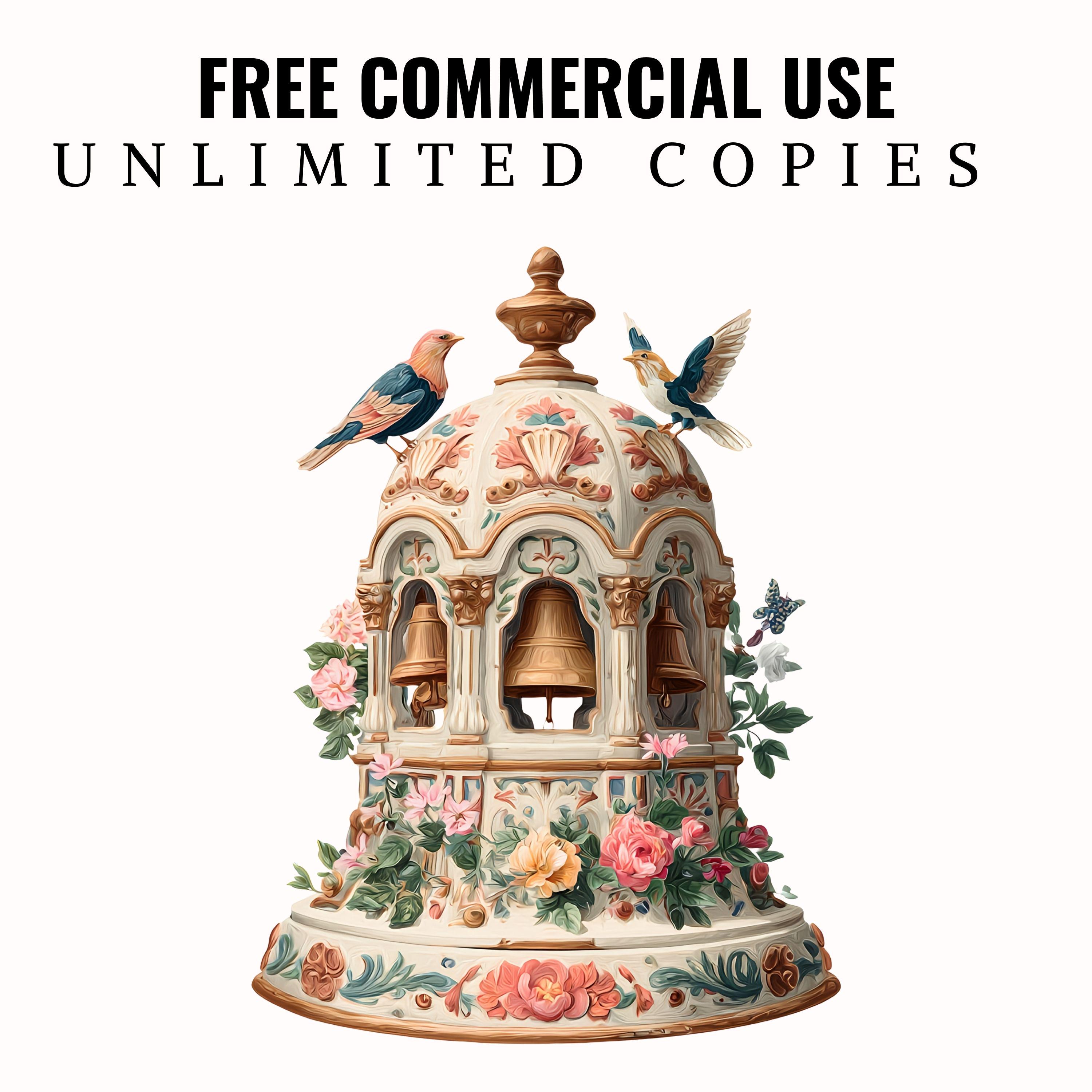 Victorian Carillon Clipart: Antique Floral Bell Tower Art (digital