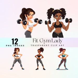 Graceful gimnasio activo Lady clip art, acuarela lindo fitness gal ilustración PNG, dibujos animados dinámico ajuste forma arte gráfico, arte de fitness femenino