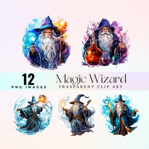 Magische tovenaar PNG illustraties, grappige tovenaar illustratie PNG, fantastische mysterieuze tovenaars grafische kunst, magische wereld bundel digitale kunst
