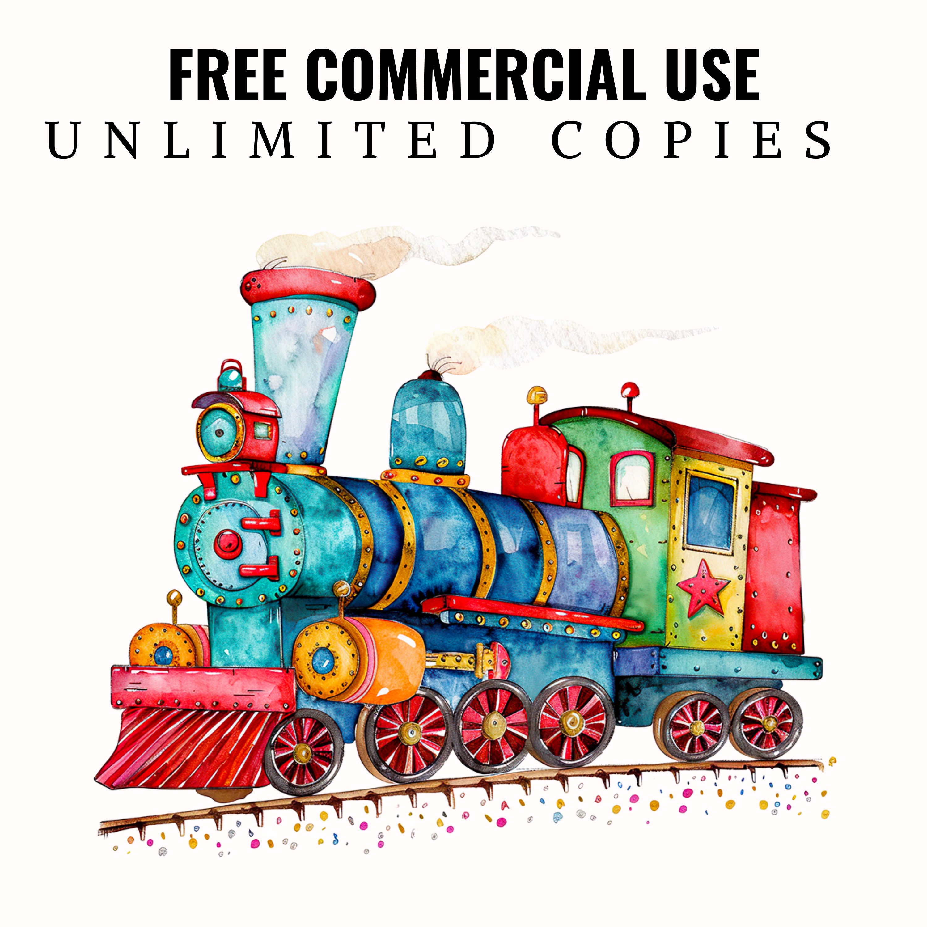 Whimsical Train Clip Art, Watercolor Quirky Locomotive Illustration PNG ...