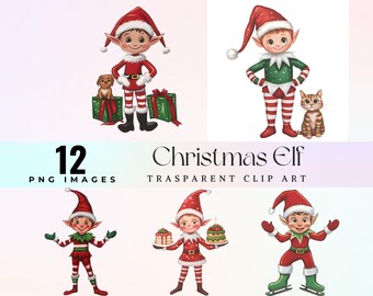 Watercolor Christmas Elf Clip Art: Holiday PNG (Digital Download)