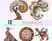 水彩画アボリジニアート クリップアート：トライバルドリームタイム