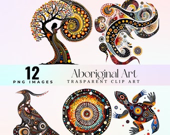 Cute Australian Aboriginal art clip art, watercolor indigenous charm illustration PNG, joyful dreamtime craft graphic art, tribal clip art