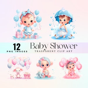 adorable Baby Shower clip art, watercolor pastel newborn illustration PNG, cute children celebration graphic art, sweet baby shower artwork