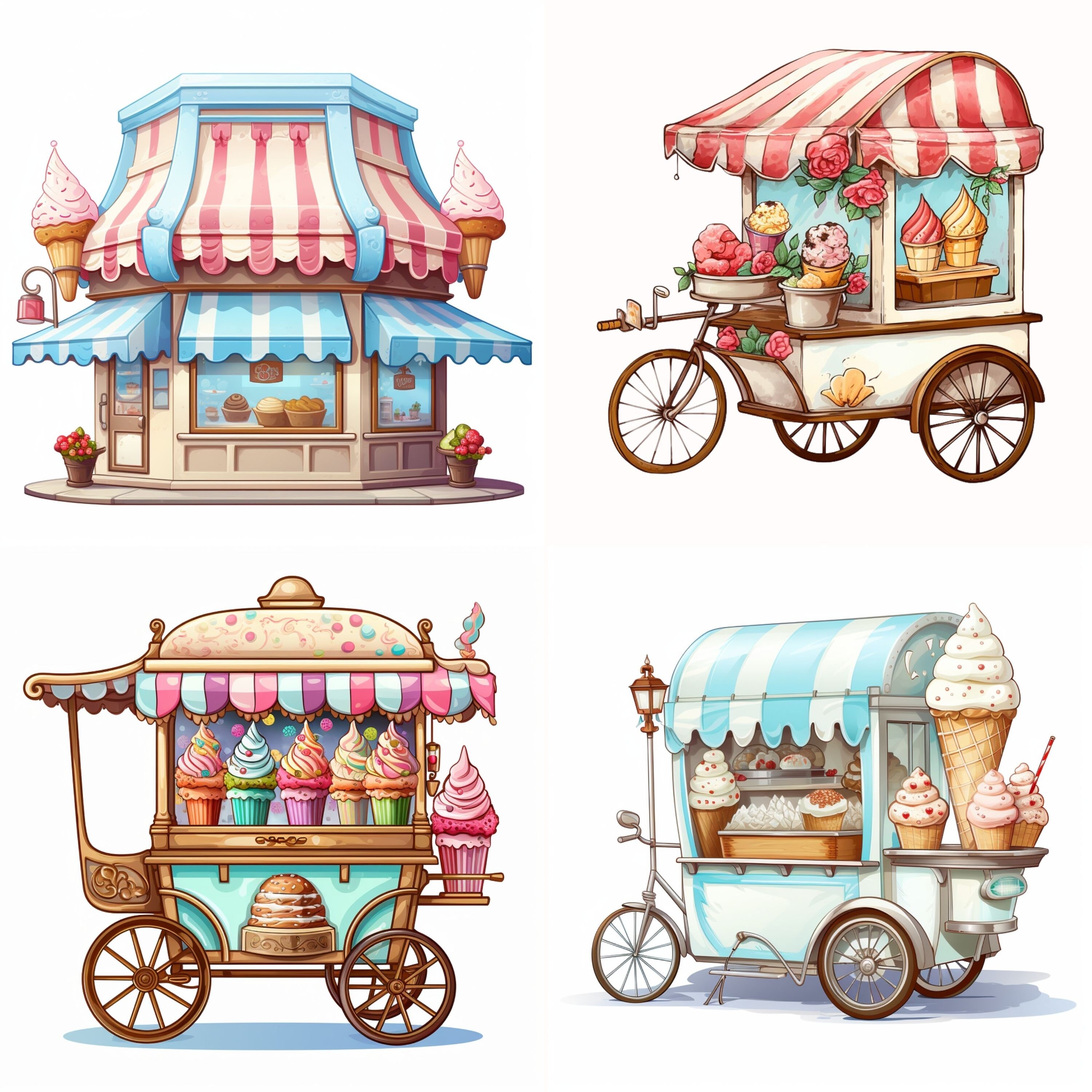 Lovely Ice Cream Shop Clip Art, Graceful Frosty Delight Draw