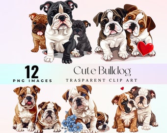 Watercolor Bulldog Clipart: Adorable Puppy PNG (Digital Download)