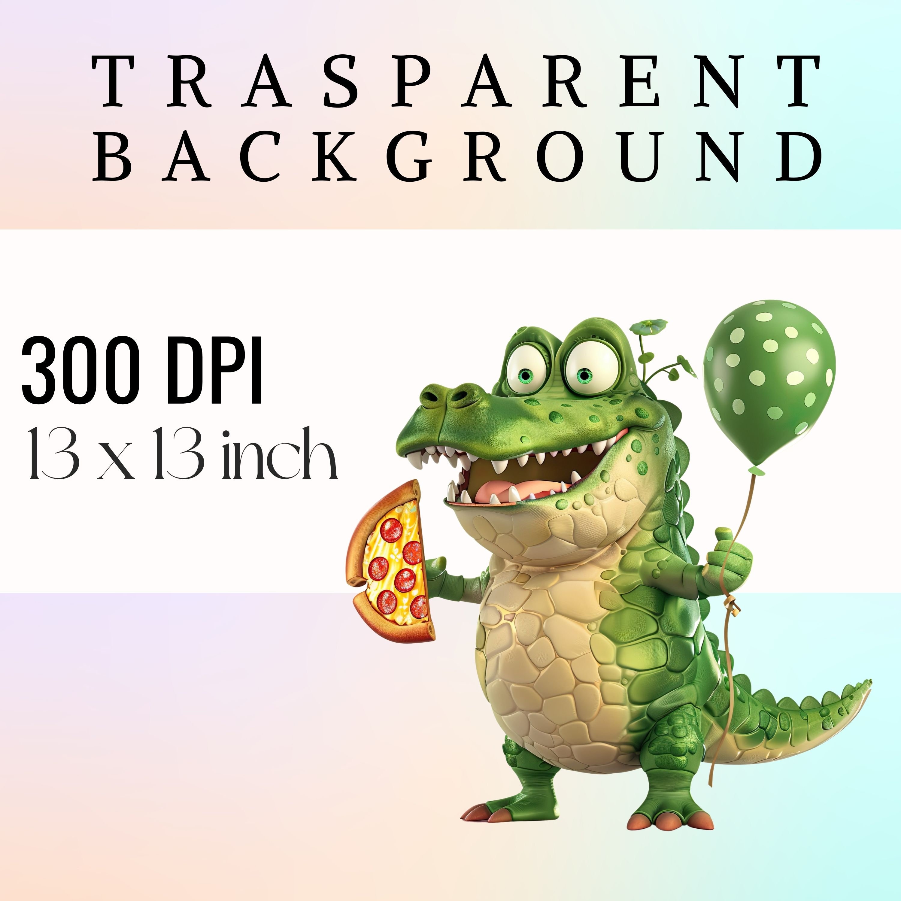 ピザを食べる面白いワニのクリップアート：ユーモラスなワニのイラスト