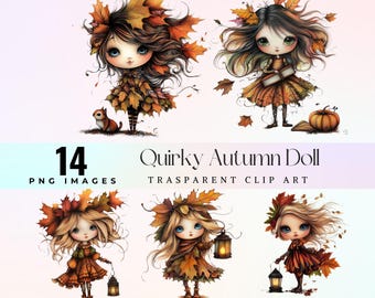 Autumn Doll Clip Art: Kawaii Fall Puppet PNG (Digital Download)