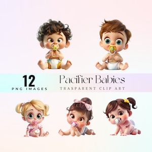 encantador chupete bebés clip art, acuarela dulce niño pequeño con ilustración de pañal PNG, adorable dibujos animados primeros pasos bebé arte gráfico