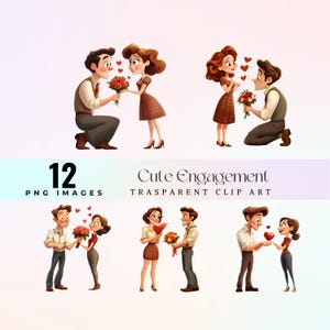 Lindo clip de declaración de amor, ilustración de propuesta romántica PNG, lindo arte gráfico de confesión de primer amor de dibujos animados, arte de momento de compromiso dulce