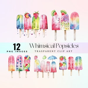 skurrile Eis am Stiel ClipArt, Aquarell schrullige Stäbchen Illustration PNG, Cartoon Pastell Pops Grafikkunst, ausgefallene Lollies Kunst, verspielte Pops
