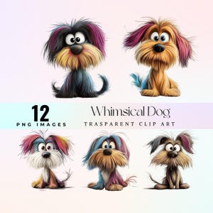 cute quirky dog clip art, watercolor funny pet illustration PNG, colorful cartoon dog graphic art, silly puppy love clip art, perplexed dogs