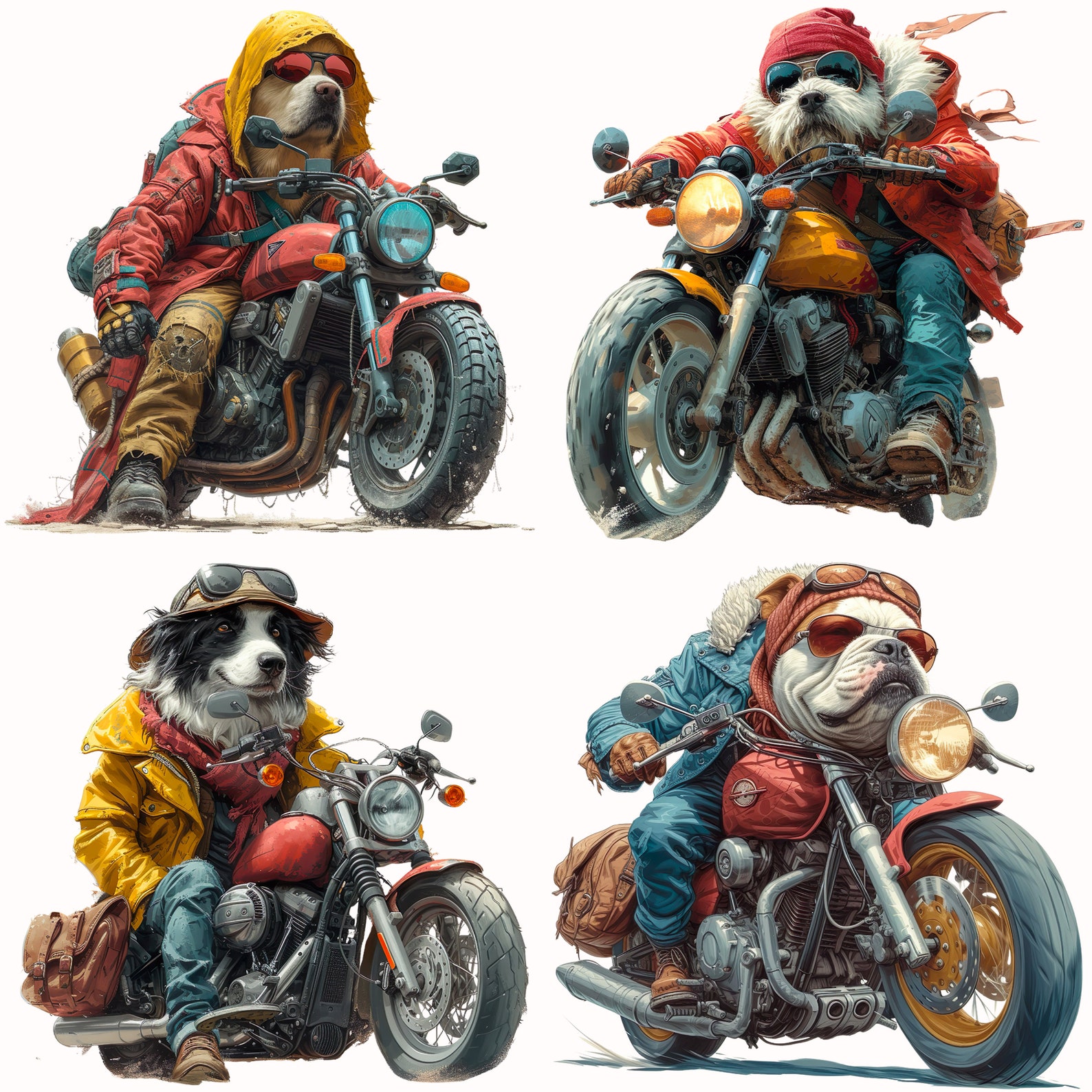 Funny Biker Dog Clip Art, Quirky Rider Illustration PNG, Comic Hound on ...