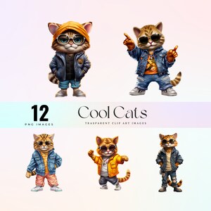 Cool Cat with sunglasses Clipart, funny cartoon sunglasses cat PNG, cool kitty graphic art, tiny sunnies kitten cartoon decoration 300 DPI