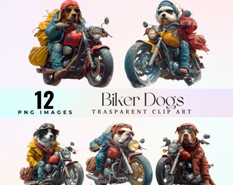 Funny Biker Dog Clip Art: Comic Motorcycle PNG (Digital Download)