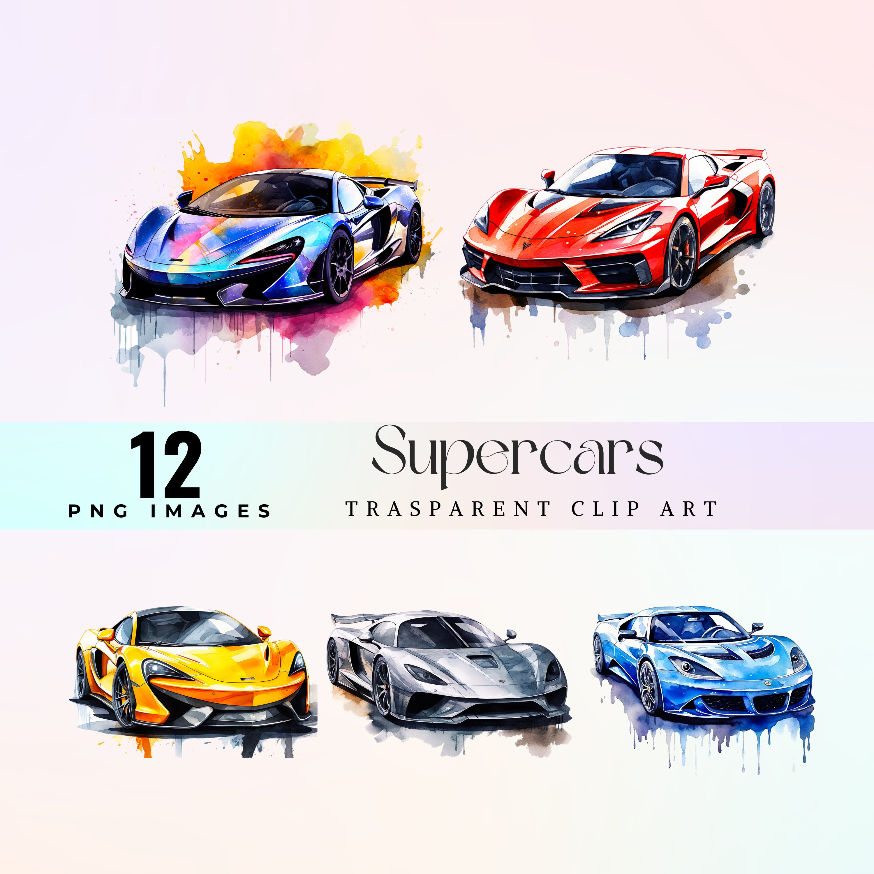 ultra fast Supercars clip art, hyper speed vehicles illustration PNG, high performance supercars graphic art, Fast and furious artwork