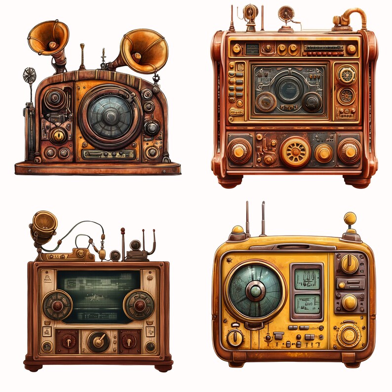 Steam Punk Sound Machine Steampunk Radio Clip Art: Retro Sound Machine PNG (digital Download) - Etsy