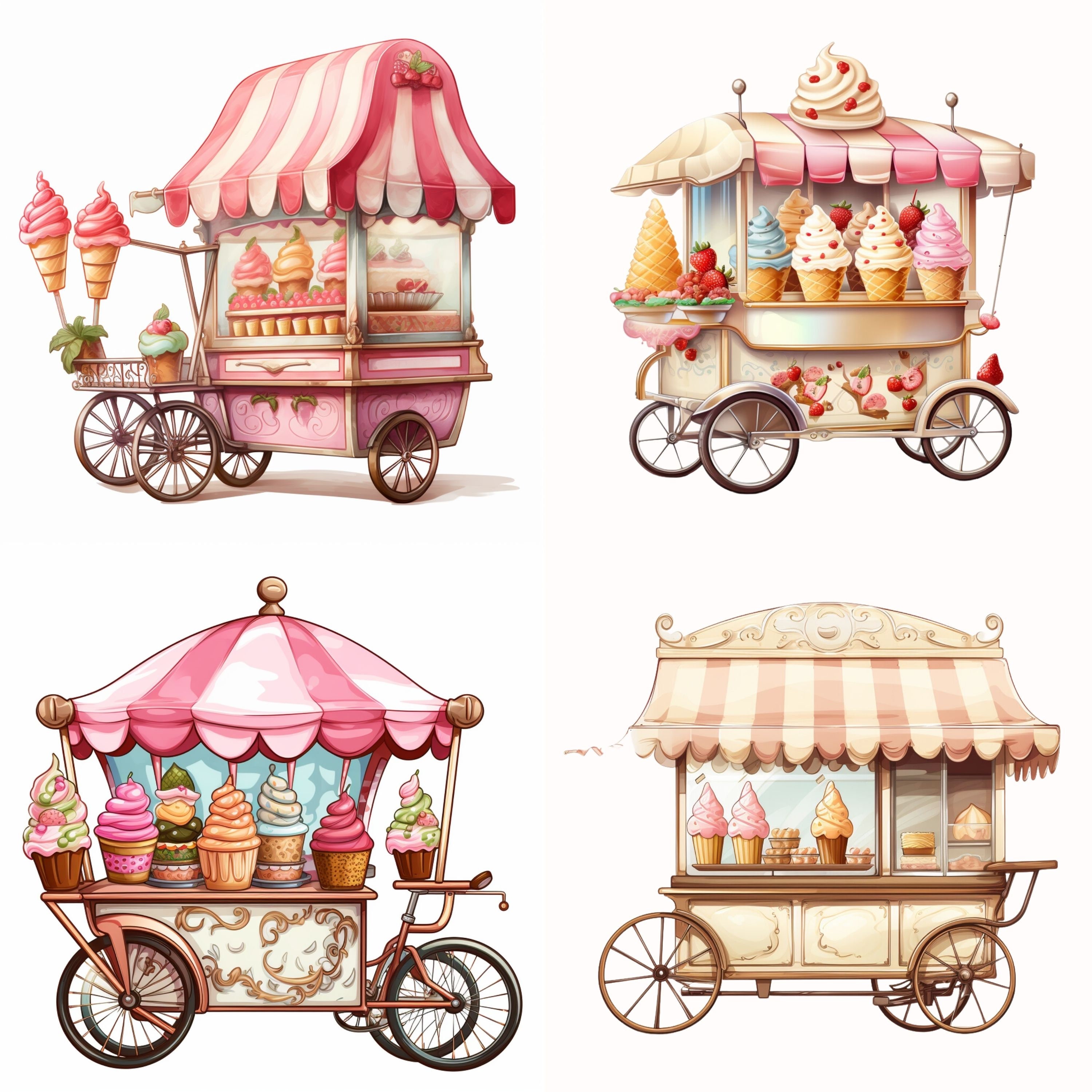 Lovely Ice Cream Shop Clip Art, Graceful Frosty Delight Draw