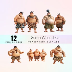 Lustige Sumo-Ringer Clip Art, Aquarell starke japanische Konkurrenten PNG, Schwergewichts-Sumo-Athleten-Grafik, lustige Sumo-Kunst