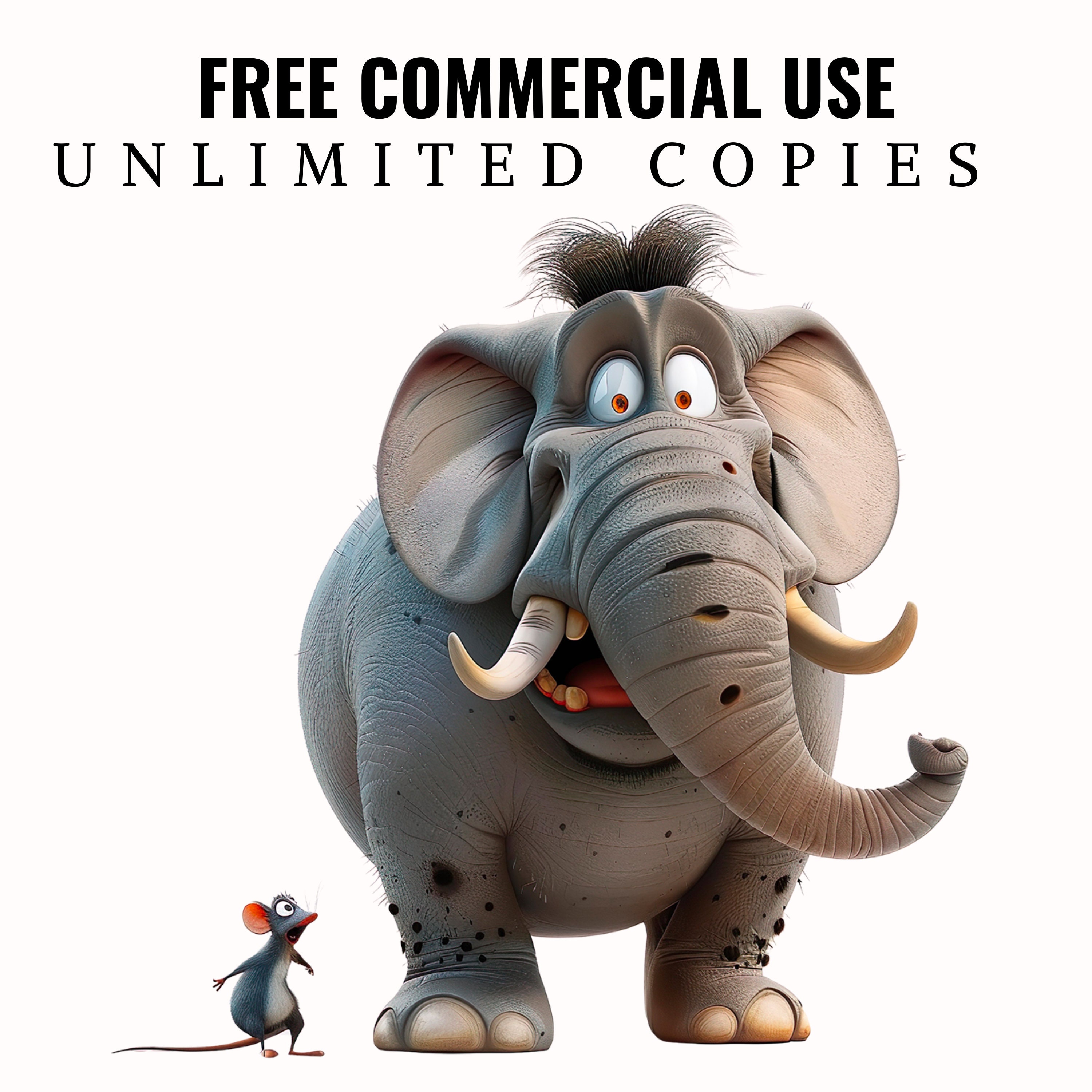 Funny Scared Elephant Vs Mouse Watercolor Clipart (PNG) - Etsy