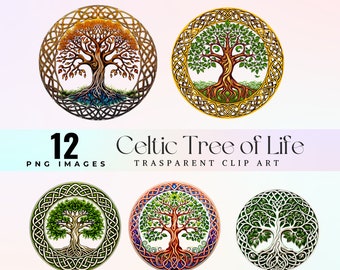 Árbol de la vida celta en acuarela: PNG tradicional (descarga digital)