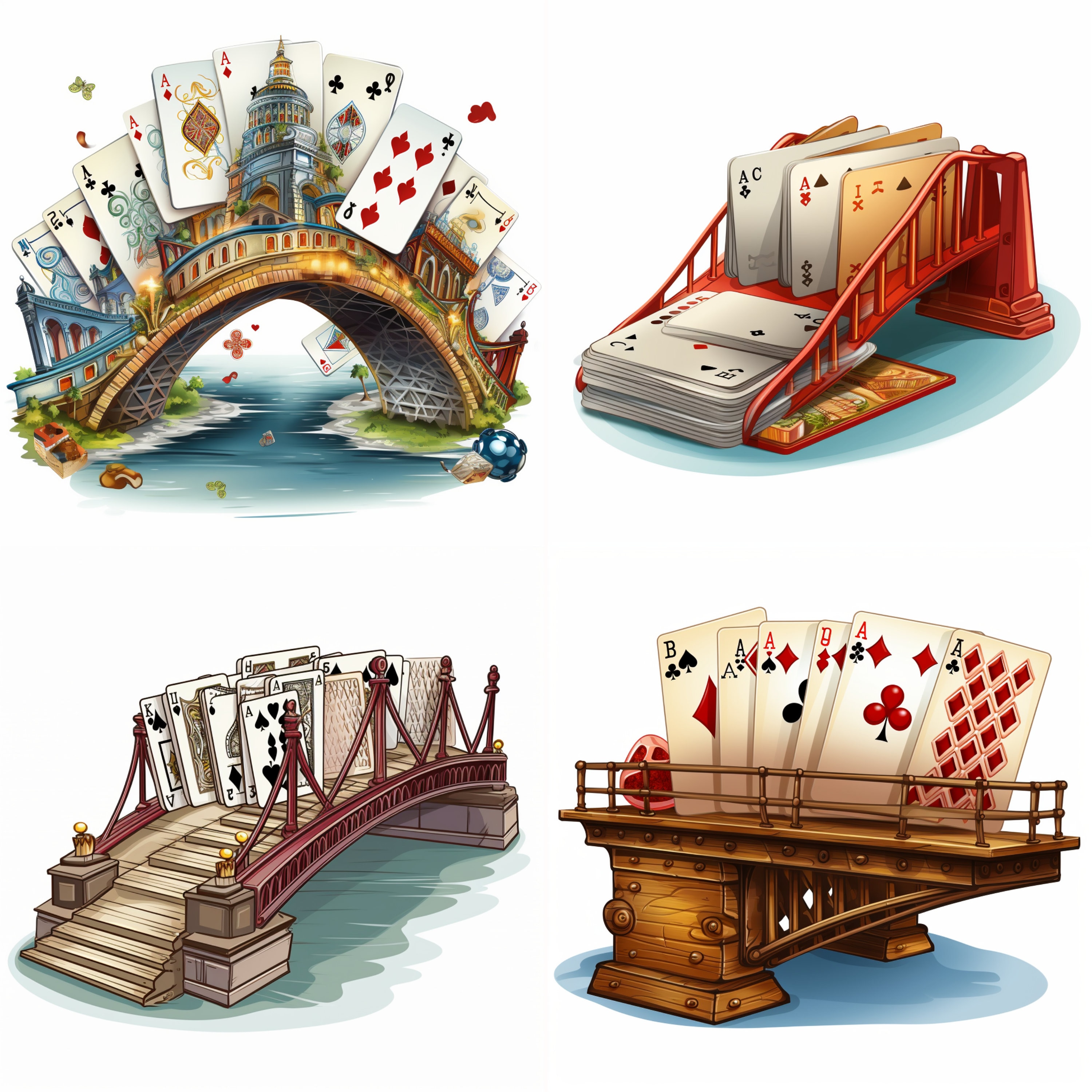 Witty Bridge Card Game Clip Art, Watercolor Funny Bridge Cards Game