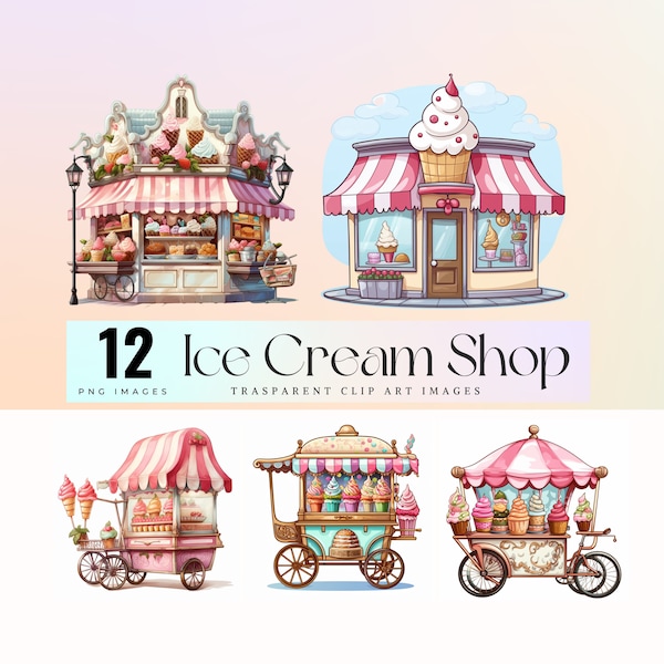 lovely ice cream shop clip art, graceful frosty delight draw illustration png, sweet ice cream love art, pink gelato shop  graphic art