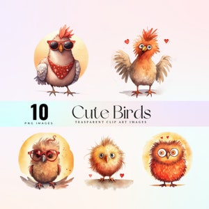 Imágenes prediseñadas de pájaros de dibujos animados de fantasía linda, ilustración de búhos de acuarela PNG, arte gráfico de dibujos animados de pájaros cómicos, obras de arte aviares divertidas 300 DPI