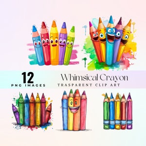Clipart de giz de cera caprichoso, ilustração de lápis de cor engraçado em aquarela PNG, arte gráfica de giz de cera de desenho extravagante de desenho animado, arte de cores peculiares